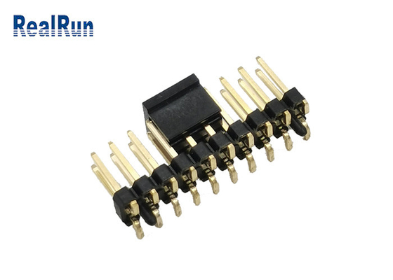 دوشاخه نر پین پین مربعی SMD 2 ردیفی PA6T کانکتور هدر 2.54 میلی متری مشکی
