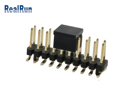 دوشاخه نر پین پین مربعی SMD 2 ردیفی PA6T کانکتور هدر 2.54 میلی متری مشکی