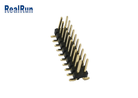 دوشاخه نر پین پین مربعی SMD 2 ردیفی PA6T کانکتور هدر 2.54 میلی متری مشکی