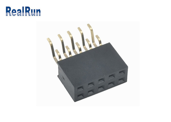 سوکت هدر زن 2.54 میلی متری 2 ردیف PA6T 2x5P زاویه راست SMT اتصال طلایی