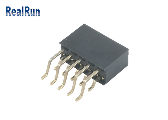 سوکت هدر زن 2.54 میلی متری 2 ردیف PA6T 2x5P زاویه راست SMT اتصال طلایی