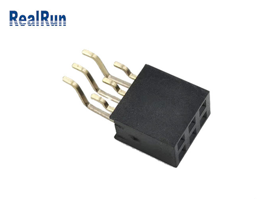 پایانه مهر شده 2x3p مجموع 6 پین سوکت ماده هدر SMT برنجی با روکش طلا PA6T