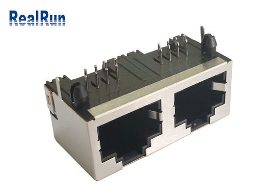 RJ45 Right 8P8C PCB Mount Modular Jack جک مدولار محافظ فلزی