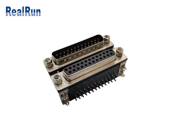 DR 25 Pin SPCC D Sub Connector 90 درجه مرد به زن با هارپون
