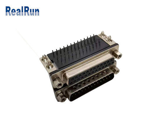 DR 25 Pin SPCC D Sub Connector 90 درجه مرد به زن با هارپون