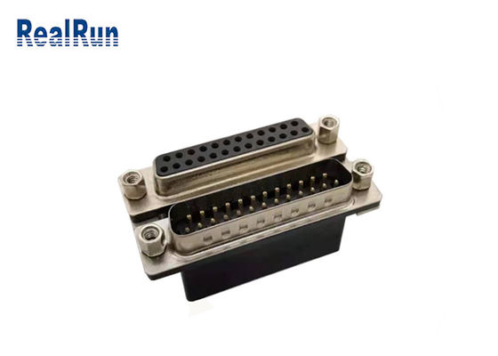 DR 25 Pin SPCC D Sub Connector 90 درجه مرد به زن با هارپون