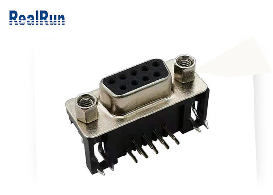 Angle 1000VAC PBT Insulator D Sub Connector VGA DR 9 پین