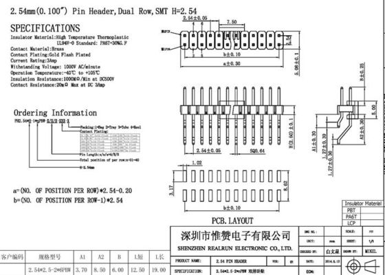 سربرگ افقی SMD 1000VAC PA6T فلش طلایی 36 پین PA6T