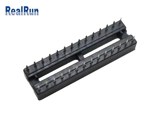 28P 2.54mm Dip 7.62 PBT Square IC Socket Gold Sn اندود شده با نوار مرکز