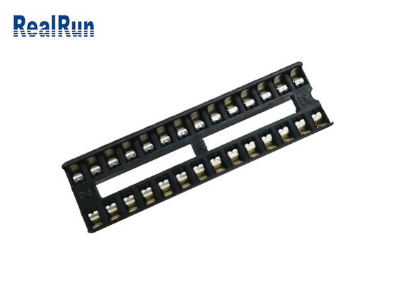 28P 2.54mm Dip 7.62 PBT Square IC Socket Gold Sn اندود شده با نوار مرکز