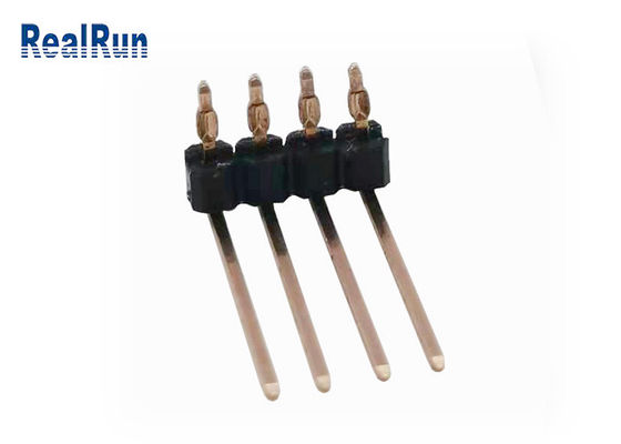 PA6T 4P Single Row Pin Header 90 ° Bend UL94V-0 Press Fit PCB THT Connector