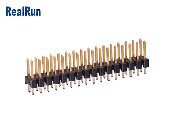 برنج PA6T 180 ° Straight Pin Header Connector 2.54mm UL94V-0 Double Row