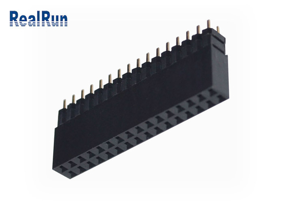 VCD 0.1 اینچ DC500V Pcb هدر زن دو ردیفه 32P طلایی PA6T