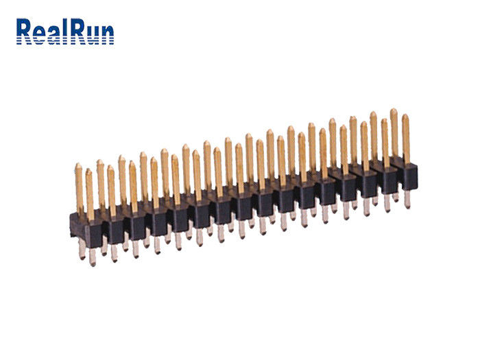 برنج PA6T 180 ° Straight Pin Header Connector 2.54mm UL94V-0 Double Row